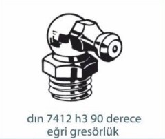 Gresörlük ve Tapalar   DIN 7412 H3 90 DERECE EĞRİ GRESÖRLÜK